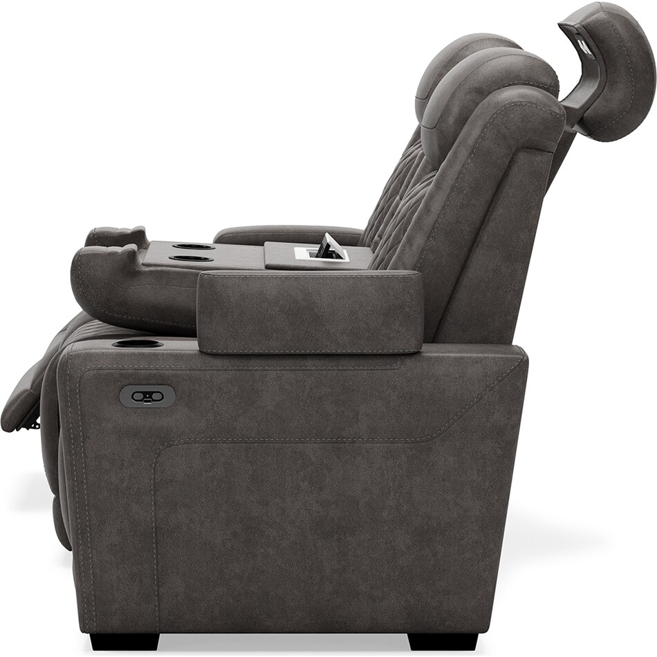 hyllmont grey power reclining sofa   