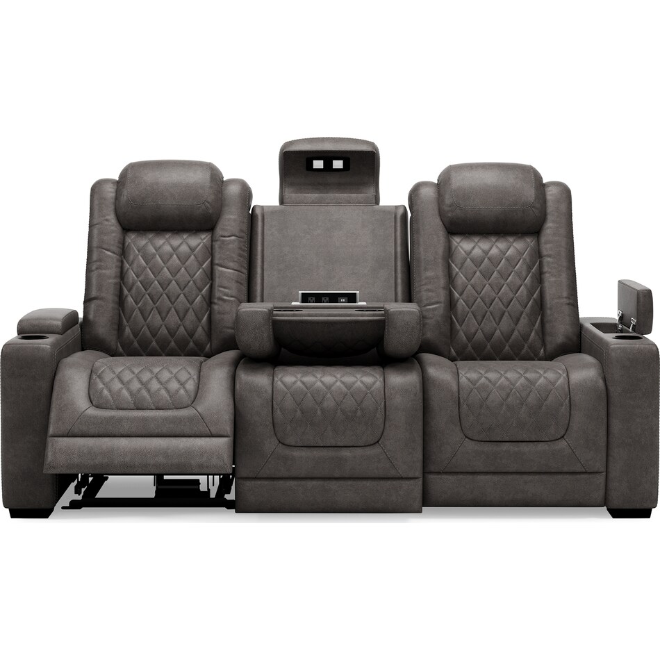 hyllmont grey power reclining sofa   