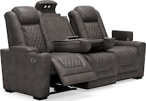 hyllmont grey power reclining sofa   