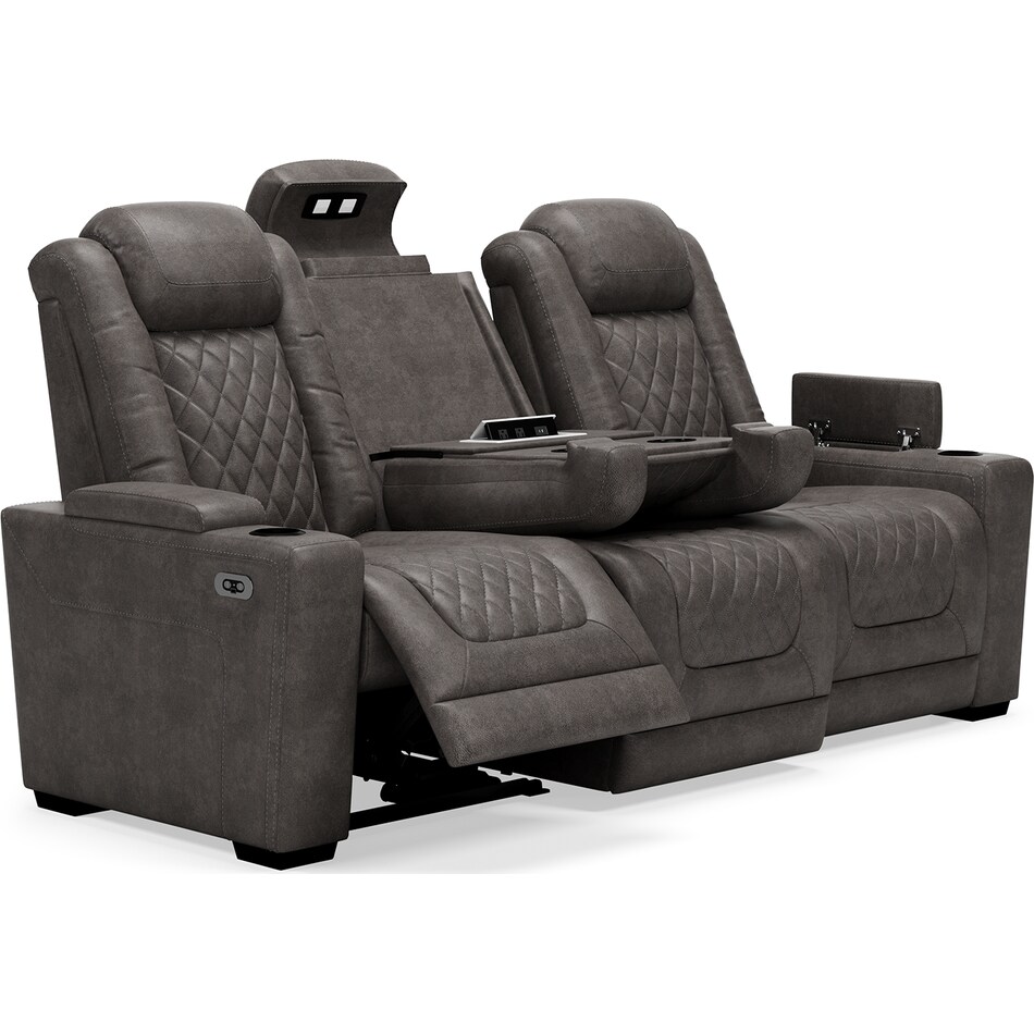 hyllmont grey power reclining sofa   