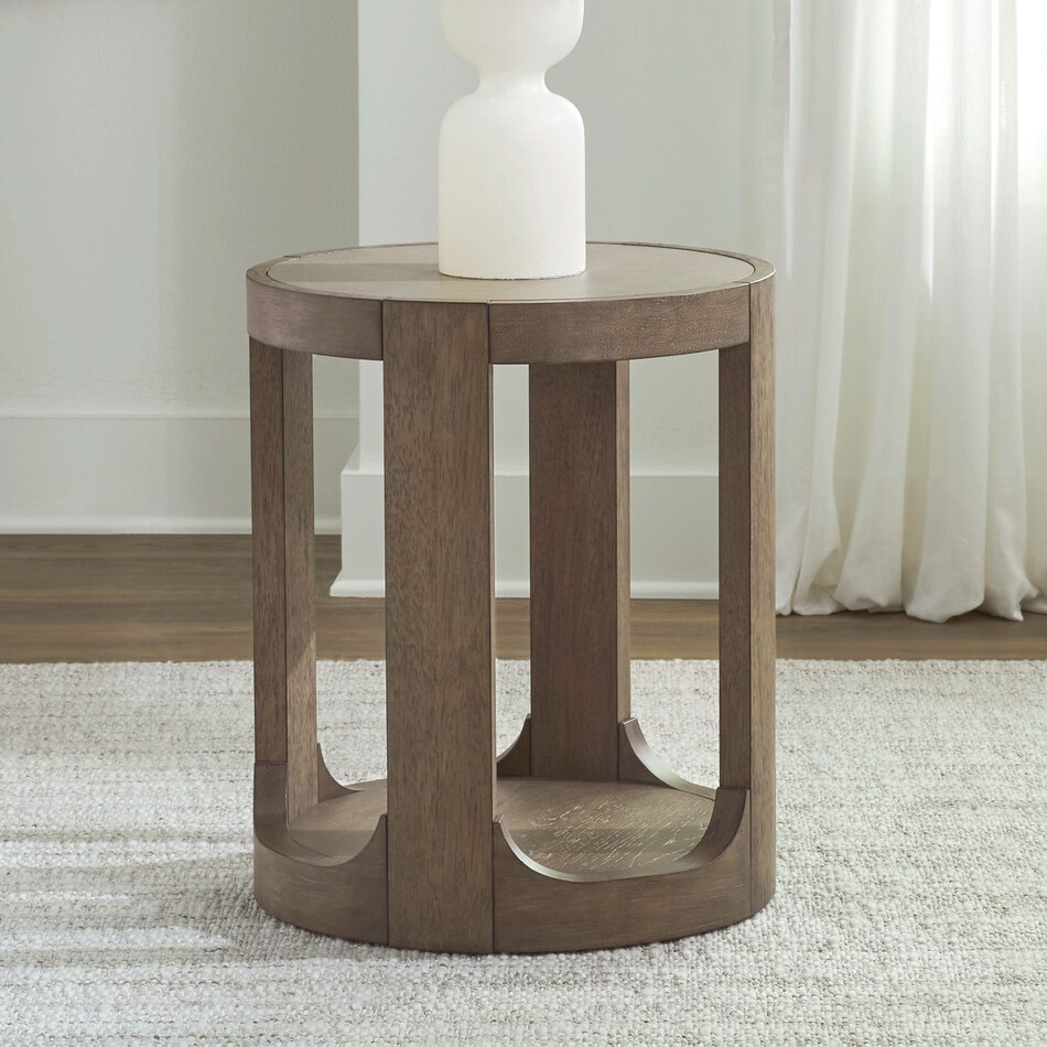 indi burnished clay chairside table   