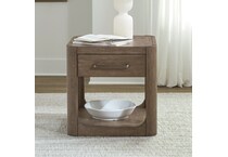 indi burnished clay end table   
