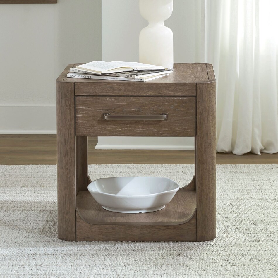 indi burnished clay end table   