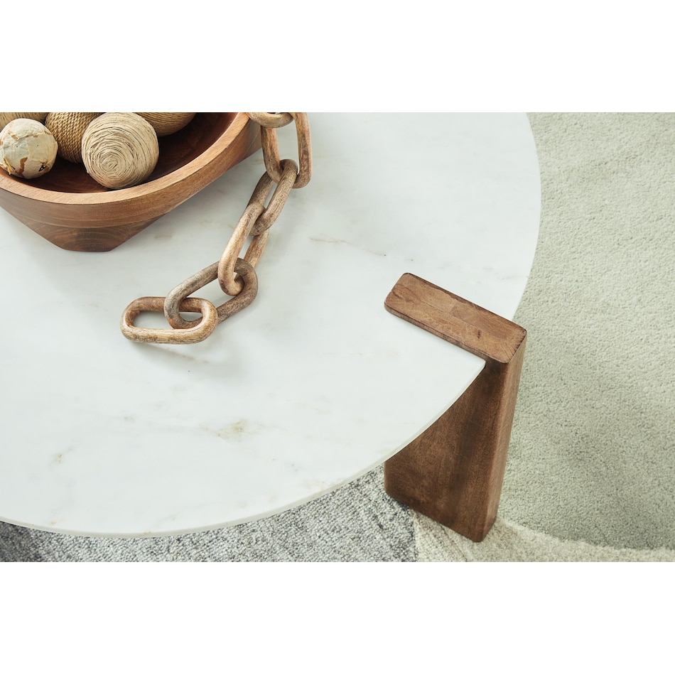 isanti white brown cocktail table   