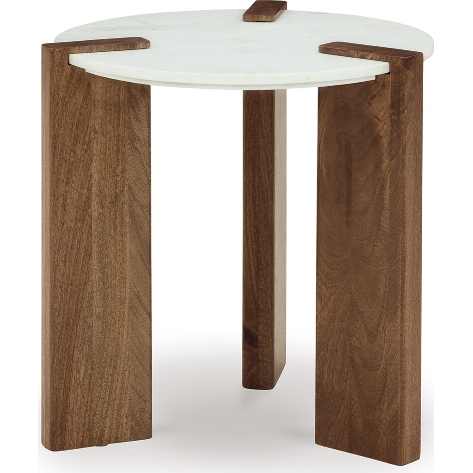 isanti white brown end table   