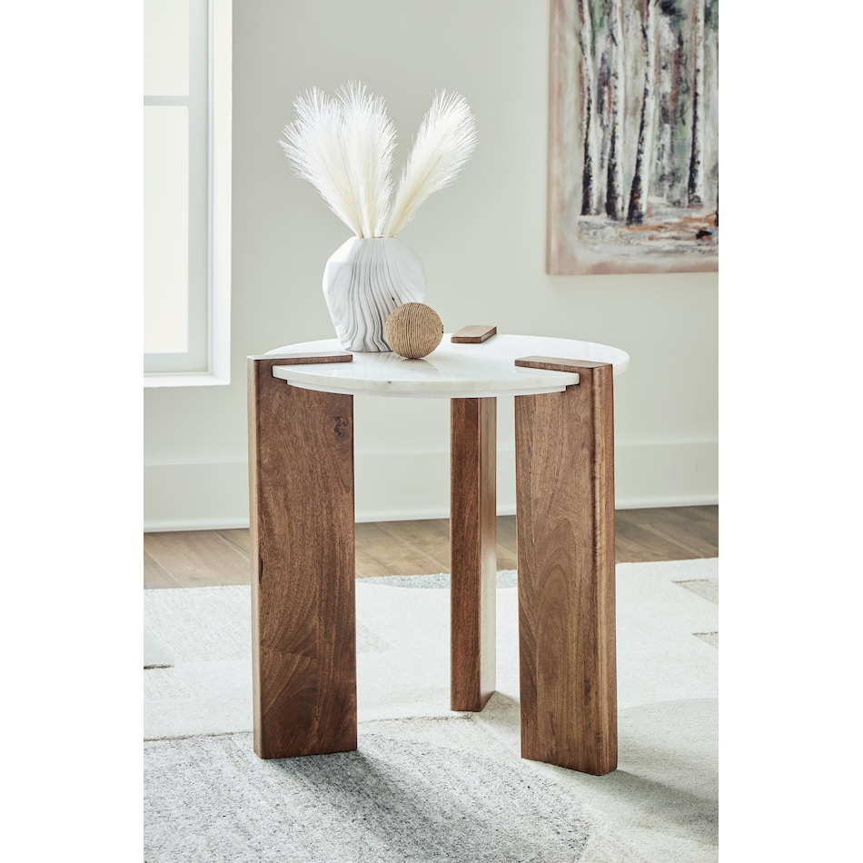 isanti white brown end table   