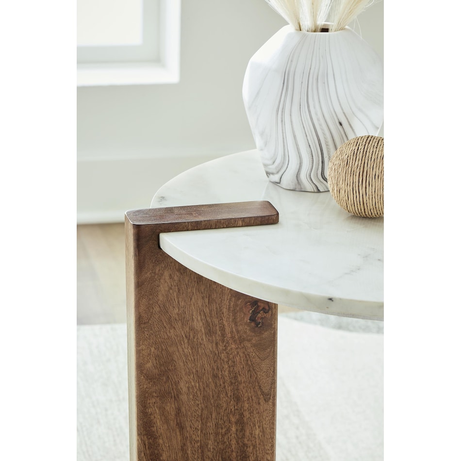 isanti white brown end table   