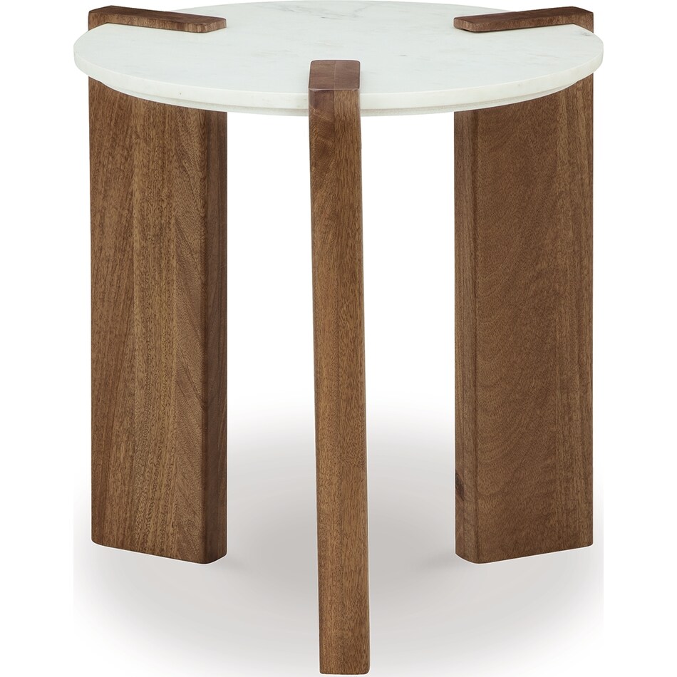 isanti white brown end table   