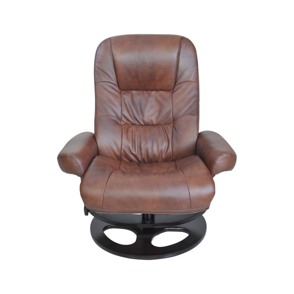 jacque hilton whiskey leather push back recliner   