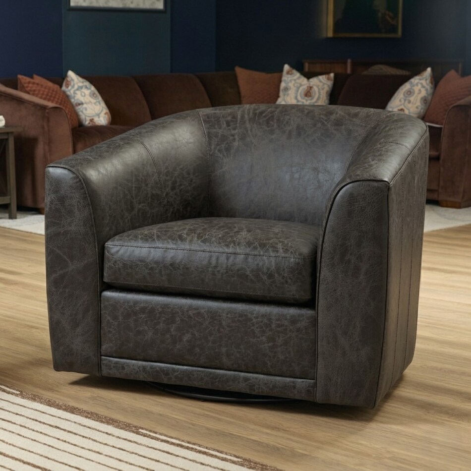 jadee grey leather accent chair   
