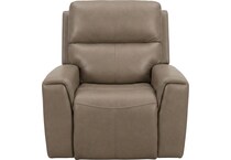 jaxson mid sahara brown power leather recliner   