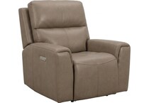 jaxson mid sahara brown power leather recliner   