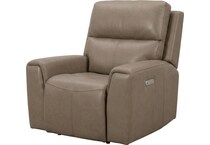 jaxson mid sahara brown power leather recliner   