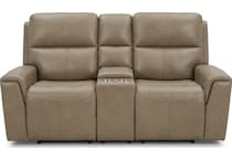 jaxson mid sahara brown power leather reclining console loveseat   
