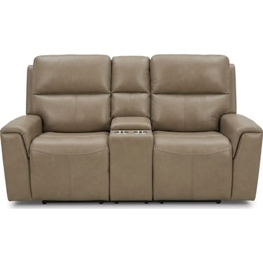 JAXSON LEATHER POWER RECLINING LOVESEAT BY FLEXSTEEL