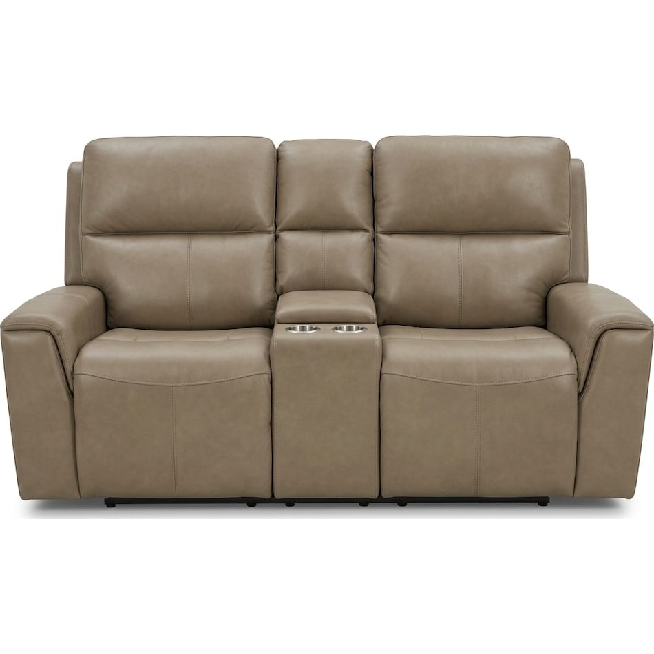 jaxson mid sahara brown power leather reclining console loveseat   