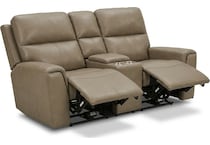 jaxson mid sahara brown power leather reclining console loveseat   