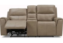 jaxson mid sahara brown power leather reclining console loveseat   