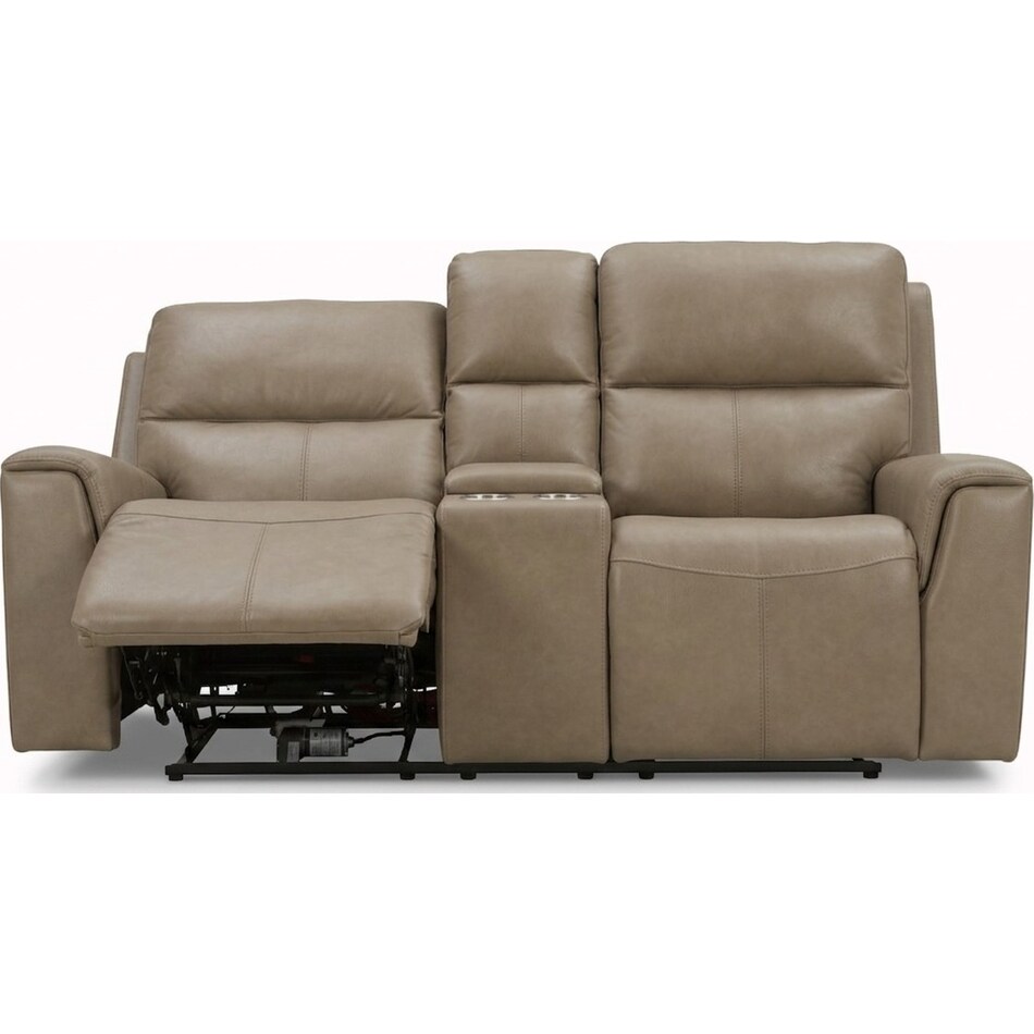 jaxson mid sahara brown power leather reclining console loveseat   