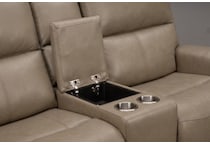 jaxson mid sahara brown power leather reclining console loveseat   