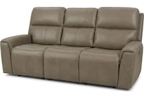jaxson mid sahara brown power leather reclining sofa   