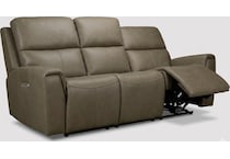 jaxson mid sahara brown power leather reclining sofa   