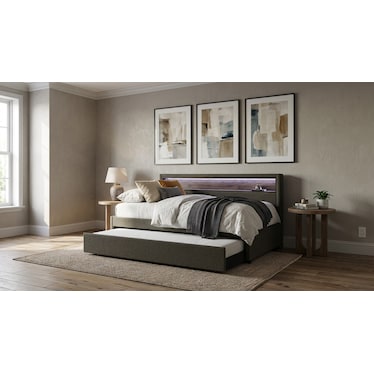 JENNSEN UPHOLSTERED DAYBED W/ TRUNDLE