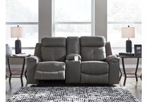 jesolo grey reclining console loveseat   