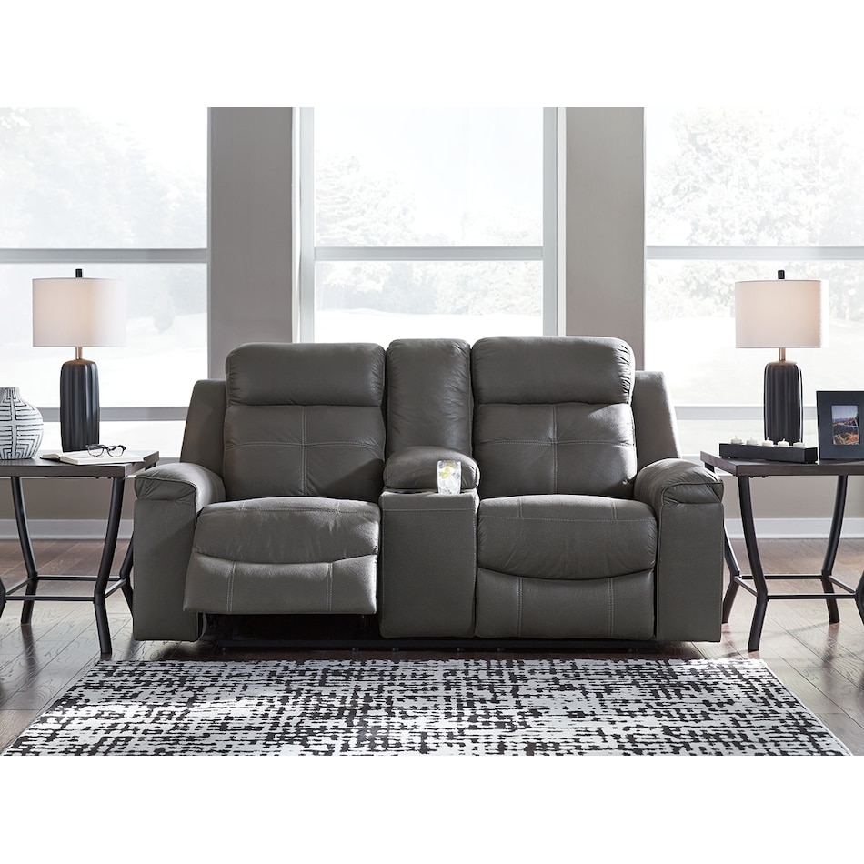 jesolo grey reclining console loveseat   