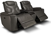 jet set baja grey power leather reclining console loveseat   