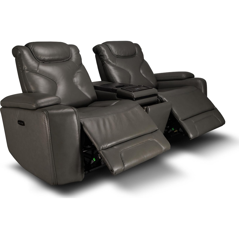 jet set baja grey power leather reclining console loveseat   