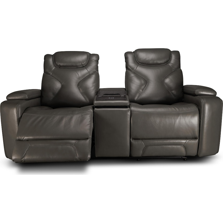 jet set baja grey power leather reclining console loveseat   