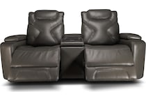 jet set baja grey power leather reclining console loveseat   