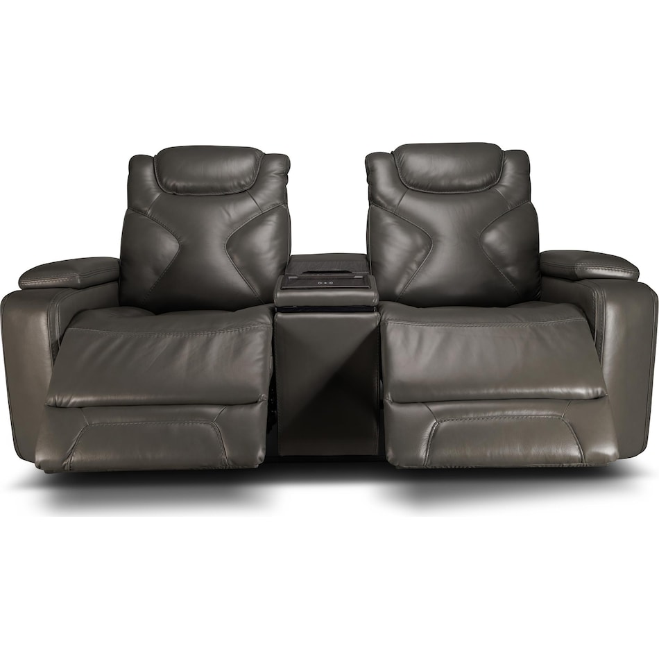 jet set baja grey power leather reclining console loveseat   