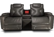 jet set baja grey power leather reclining console loveseat   