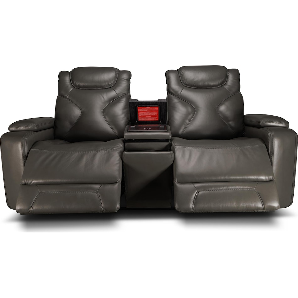 jet set baja grey power leather reclining console loveseat   