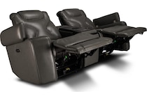 jet set baja grey power leather reclining console loveseat   