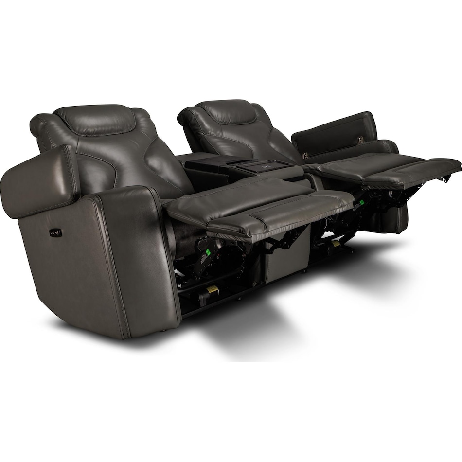 jet set baja grey power leather reclining console loveseat   