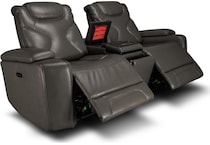 jet set baja grey power leather reclining console loveseat   