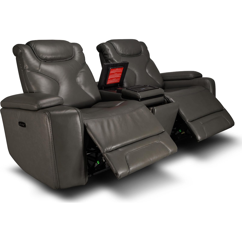 jet set baja grey power leather reclining console loveseat   
