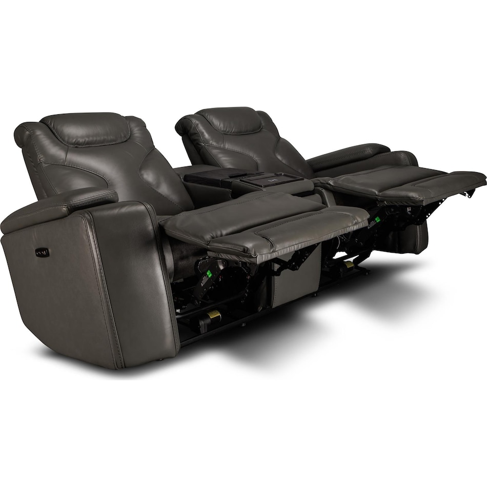 jet set baja grey power leather reclining console loveseat   