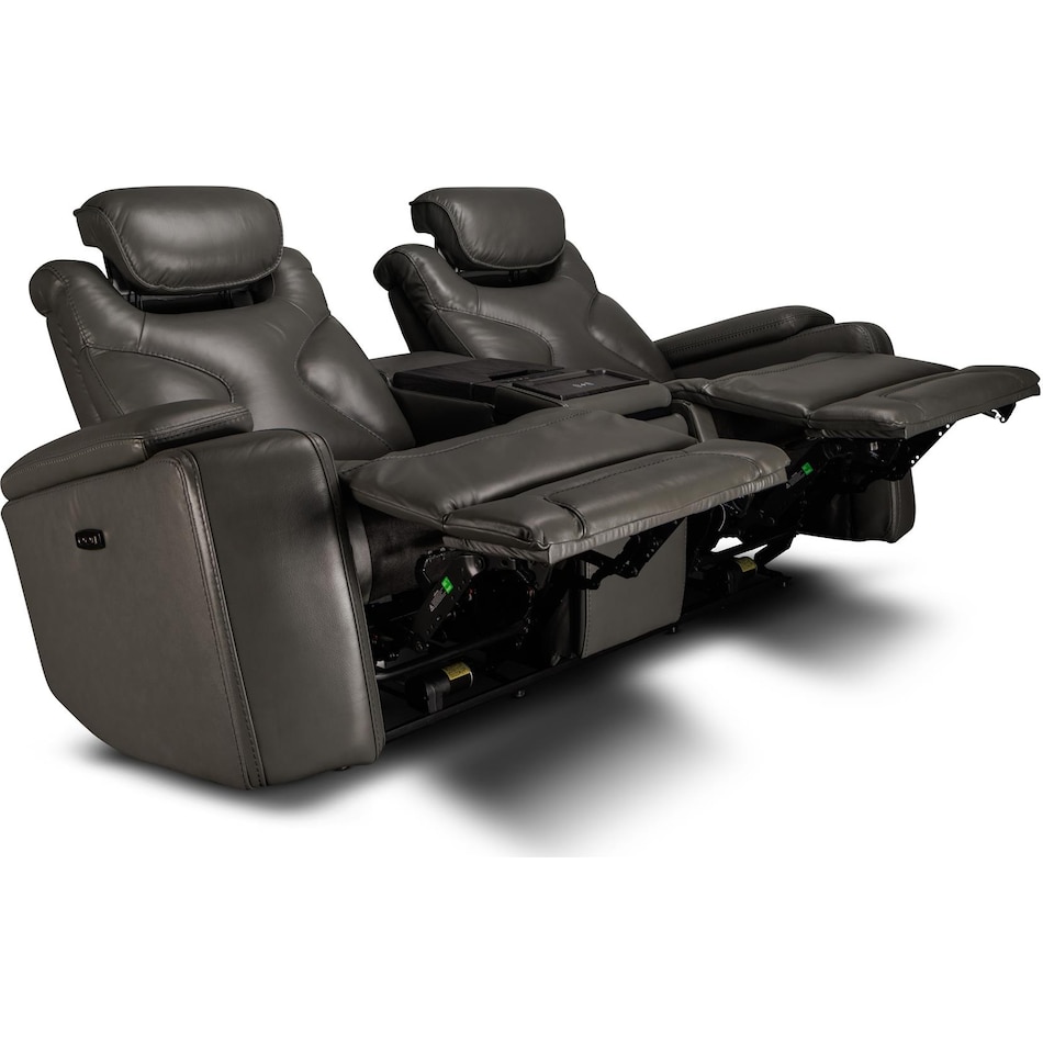 jet set baja grey power leather reclining console loveseat   