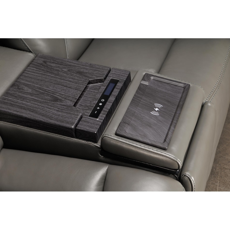 jet set baja grey power leather reclining console loveseat   