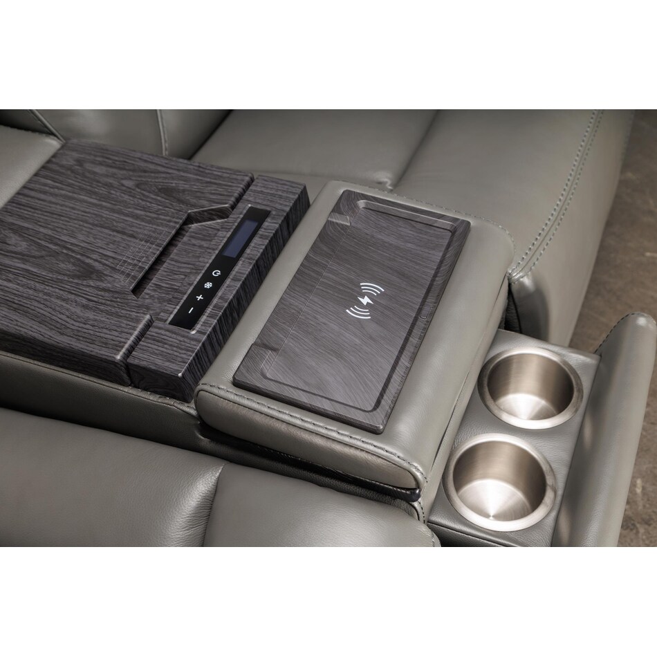 jet set baja grey power leather reclining console loveseat   