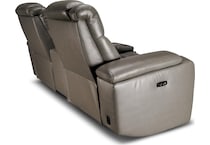 jet set baja grey power leather reclining console loveseat   