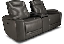 jet set baja grey power leather reclining console loveseat   