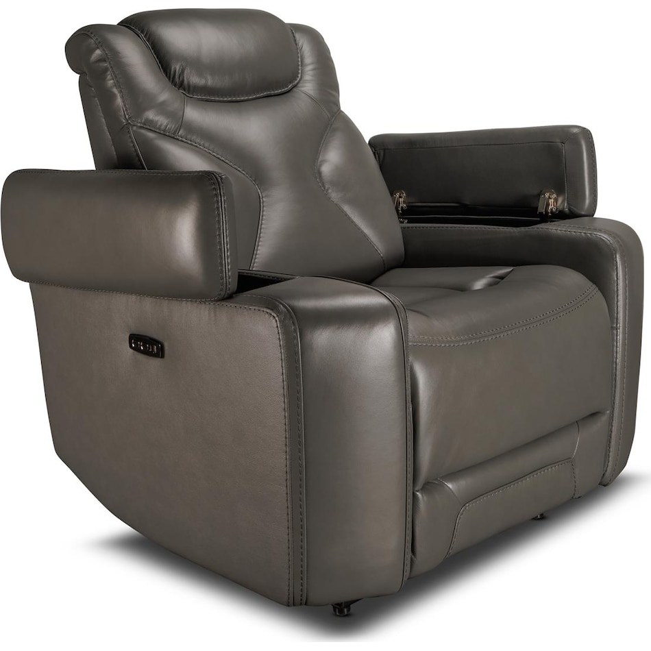 jet set baja grey power leather reclining console loveseat   
