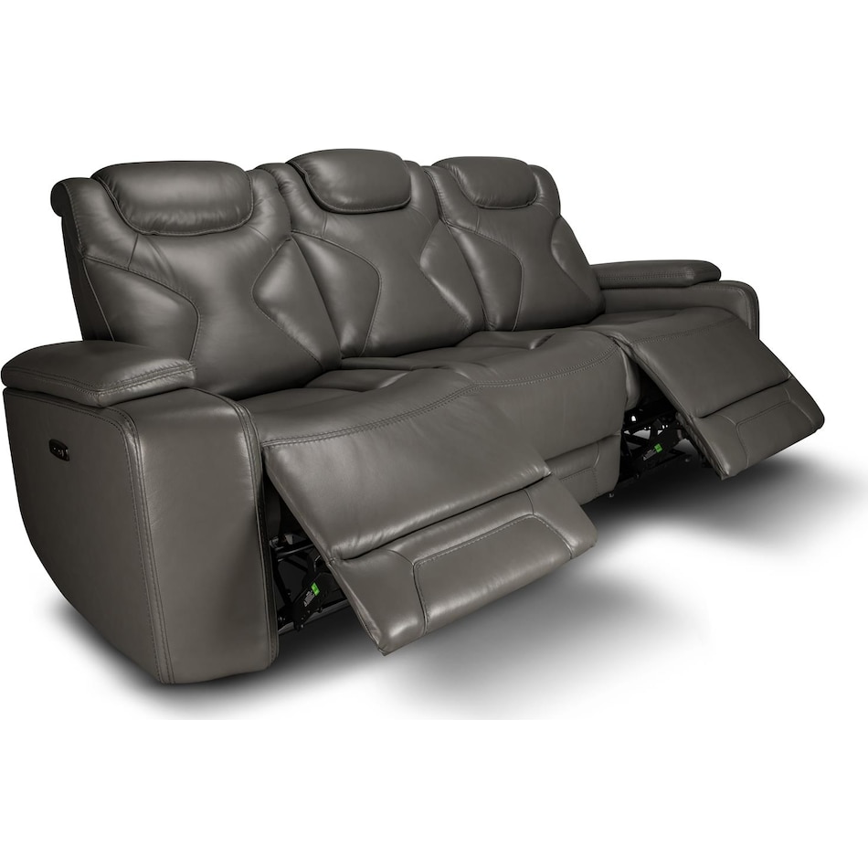 jet set baja grey power leather reclining sofa   