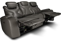 jet set baja grey power leather reclining sofa   