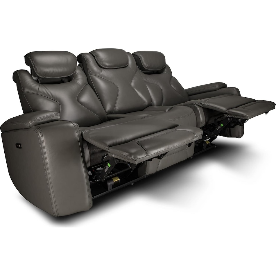 jet set baja grey power leather reclining sofa   